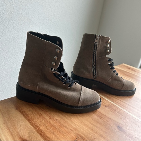 New All Saints Dusty Suede Combat Boots - Picture 2 of 8